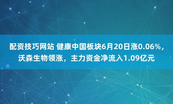 配资技巧网站 健康中国板块6月20日涨0.06%，沃森生物领涨，主力资金净流入1.09亿元