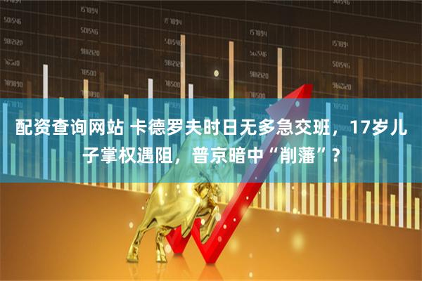 配资查询网站 卡德罗夫时日无多急交班，17岁儿子掌权遇阻，普京暗中“削藩”？